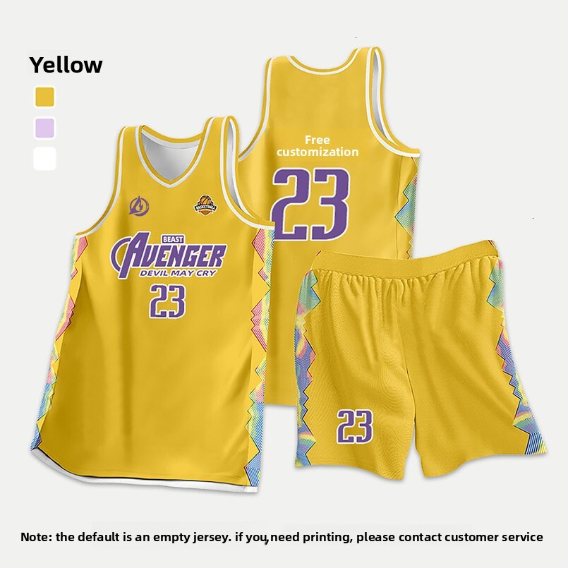 New American Style Basketball for Men and Women, College Student Quick-Dry Custom Village BA Competition Set Training Jersey Printed
