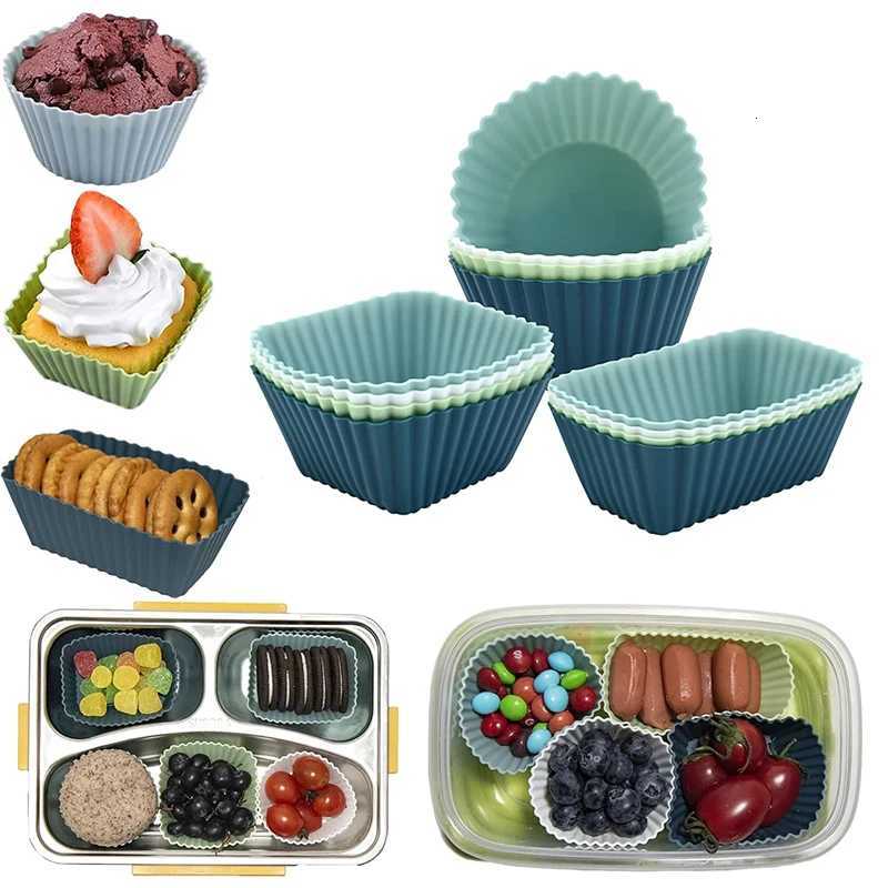 4/10/12Pcs Reusable Silicone Cupcake Baking Cups Non-Stick ffin Liners Molds Sets Bento Lunch Box Dividers Pastry Cake Molds H251213