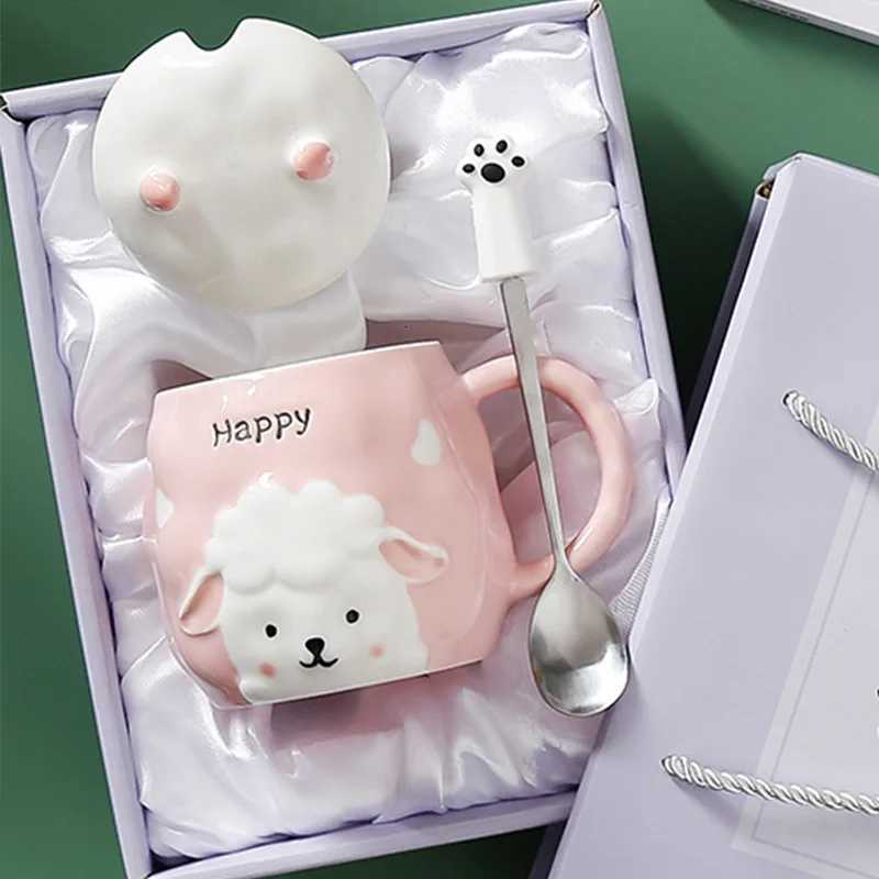 Simple Ceramic Cup with Llid Spoon Japanese Style g Off Large Capacity Cup Coffee Tea Water Cup H251215