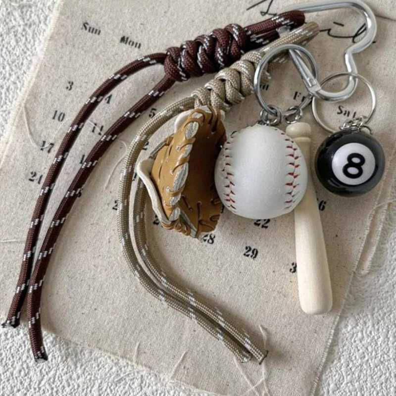 Original Designed Baseball Keychain Nylon Woven Rope Pendant DIY Trendy Heart Mixed Bag Phone Decor Handmade Women Gift M251215