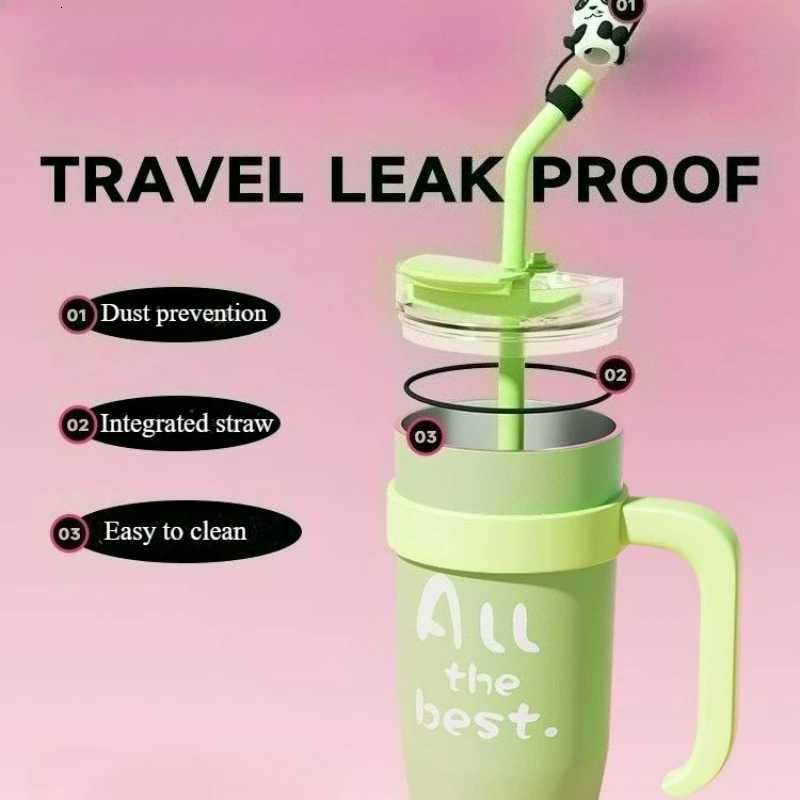 1200ml Large-capacity Insulated Cup Stainless Steel Double-layer Mug Straw American Coffee Cup Travel Water Cup with Handle H251215