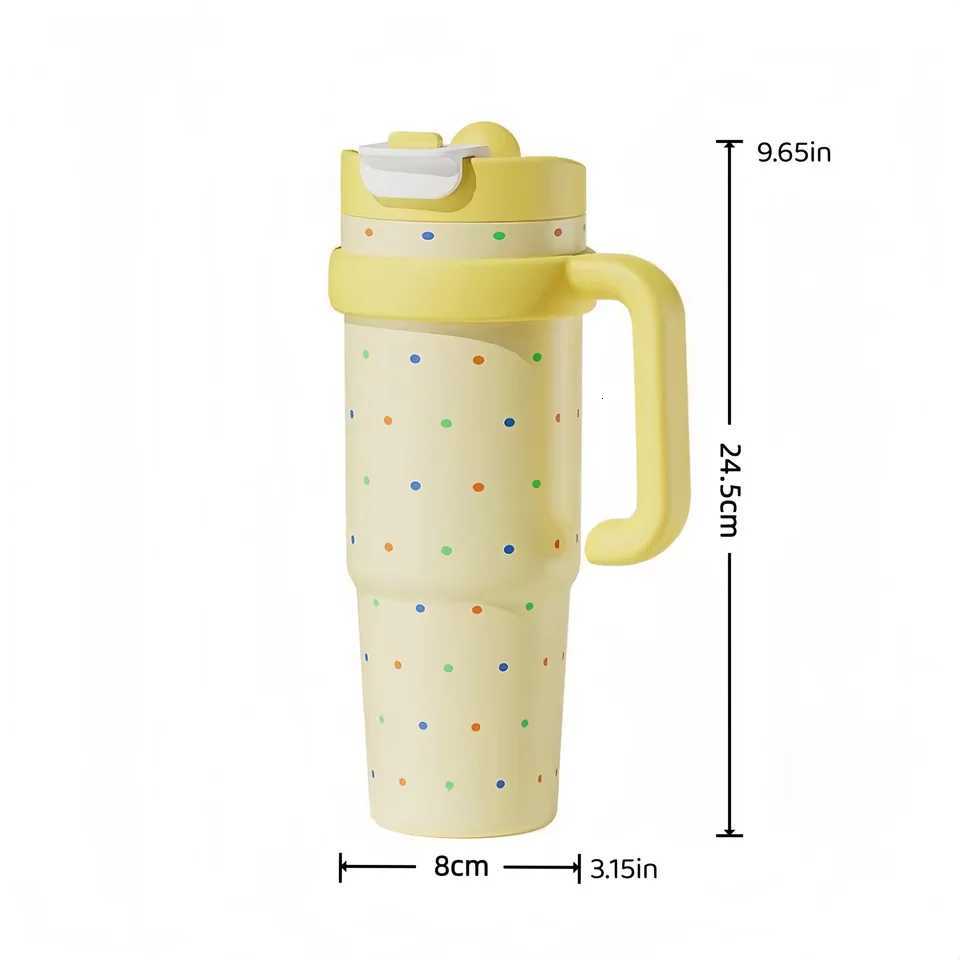 1000ML Large Capacity Stainless Steel Thermos Cup with StrawHandle Vacuum Tumbler Thermo Water Bottle Travel Mug Keep ColdHot H251215