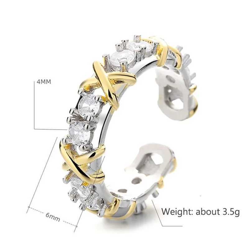 ZAKOL Brand Fashion Letter X Cross Open Ring for Women Clear Geometric Zircon Engagement Rings Wedding Party Jewelry M251215