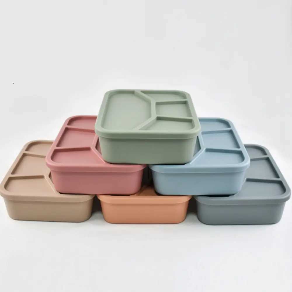 Temperature Resistance Silicone Lunch Box 4 Cpartments Thicke Divided Lunch Box Leak-proof Portable Meal Box Back To School H251213
