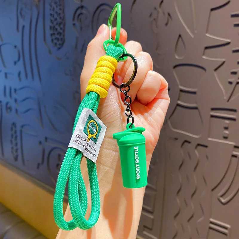 Creative Braid Rope Keychain Carabiner Water Cups Key Ring For Backpack Pendant Accessorie Hanging Cord DIY Jewelry Making M251215