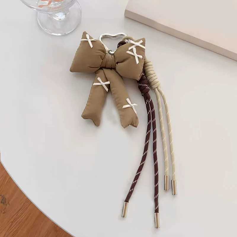 New Simple Checkered Bow Plush Keychain Cute And Sweet Backpack Pendant Car Hanging Decoration Festival Gift M251215