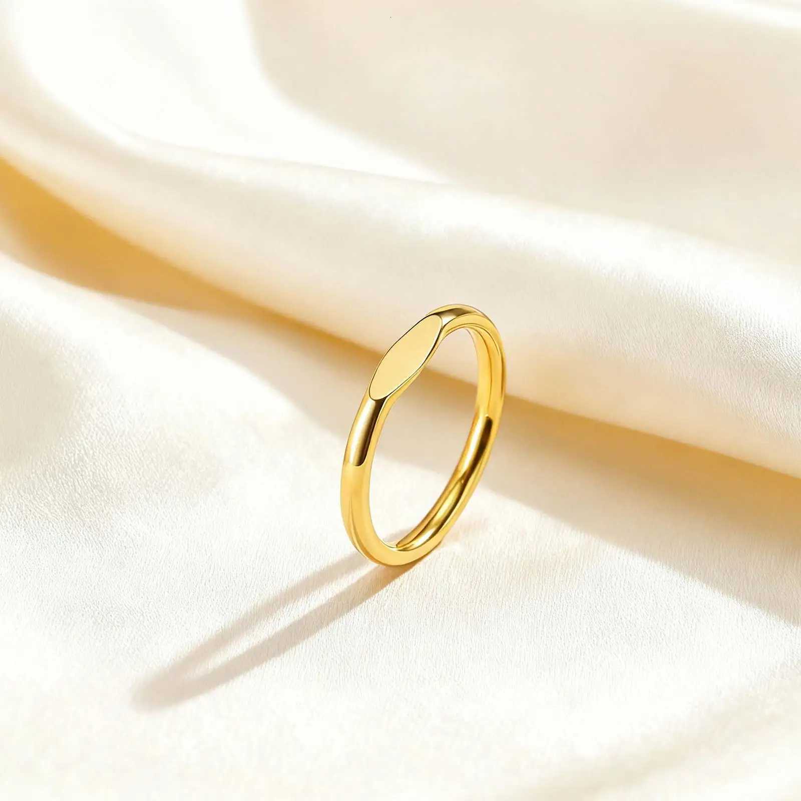 Minimalist Stainless Steel Ring Gold Color Wedding Band Engagement Ring for Women Men Couple Valentines Day Gift Size 5-11 M251215