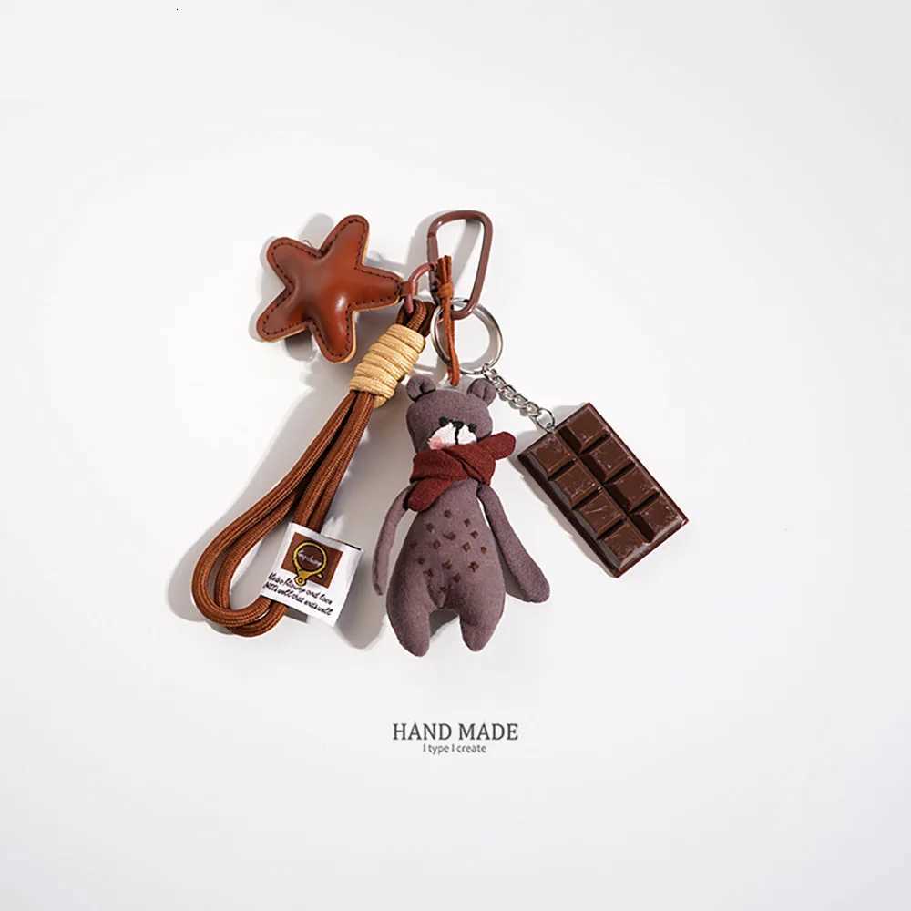 Cute Scarf Little Bear Keychain Cartoon Plush Doll Pendant Bag Charm Wope Rope Design Beaded Hanging Piece Accessories A257 M251215