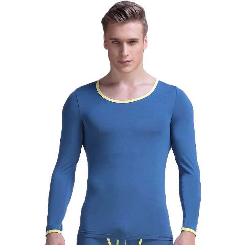 Mens big round neck tight-fitting basic thermal underwear Modell autumn thin single base shirt low collar on the clothes G251215