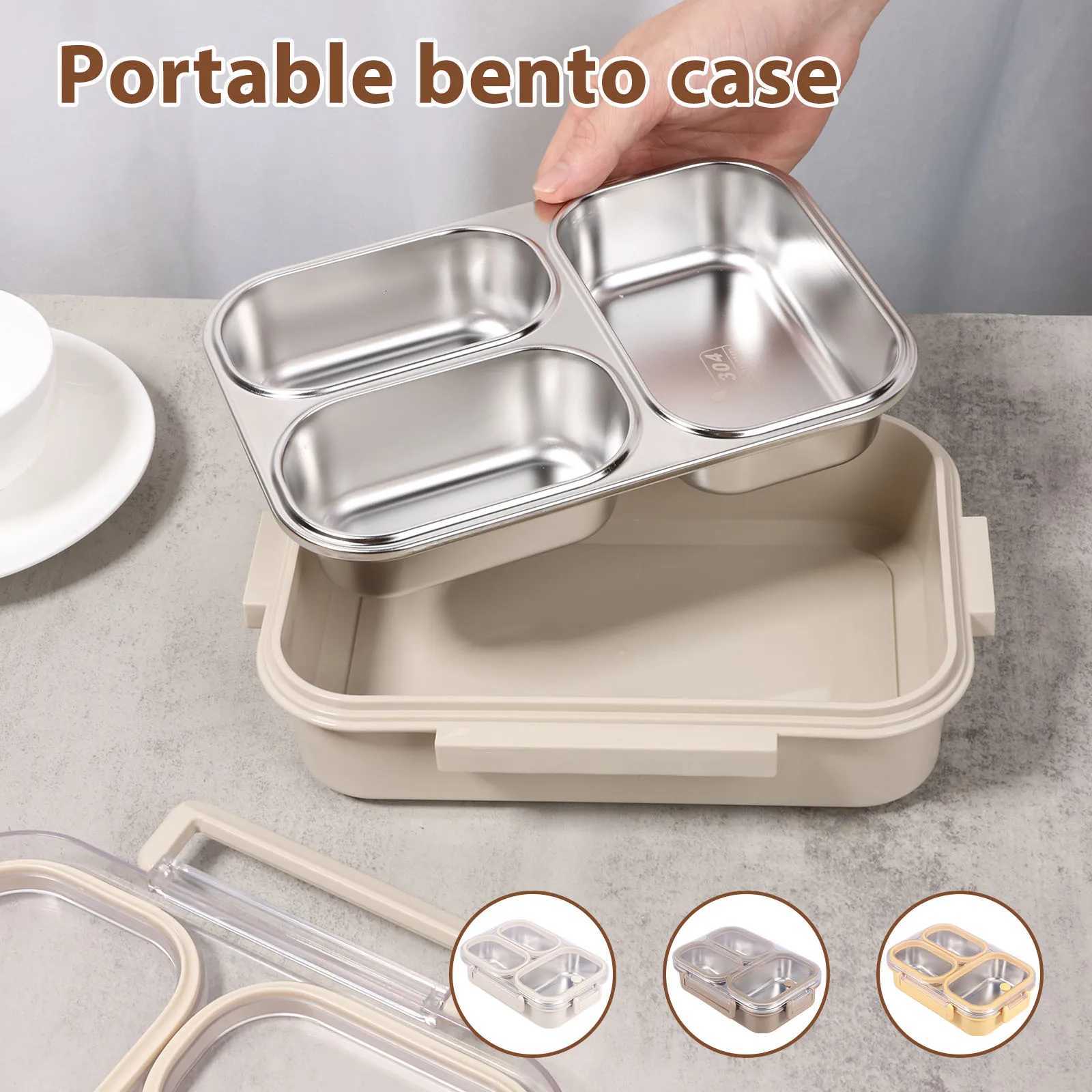 304 Stainless Steel Food Box with 3 Cpartments Reusable Divided Food Storage Container for Kids Adts Students Dishwasher H251213