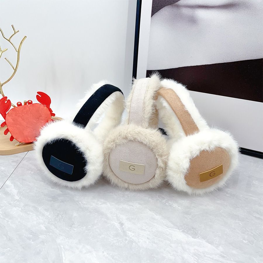 Unisex Winter Designer Plush Earmuffs - Thermal Foldable Warm Windproof Ear Protectors for Outdoor Daily Use High Quality