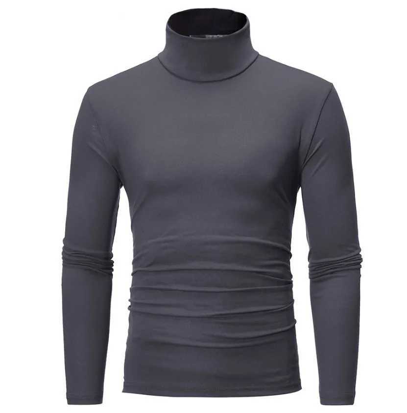 Autumn Winter Mens Turtleneck Sweaters Casual Thermal Long Sleeve Slim Fit Pullovers Stretch Basic Tops Sweatshirt Jumper TShirt G2512151