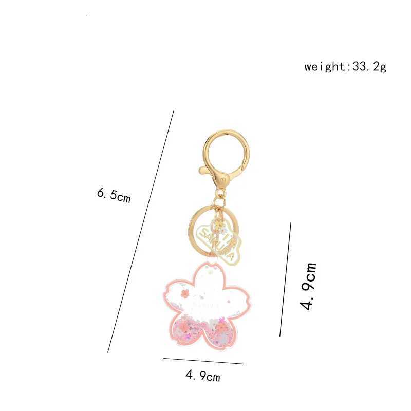 Creative Acrylic Quicksand Into Oil Cherry Blossom Key Chain Cute Couple Bag Pendant Keyfob Floating Liquid Sakura Keychain Gift M251215