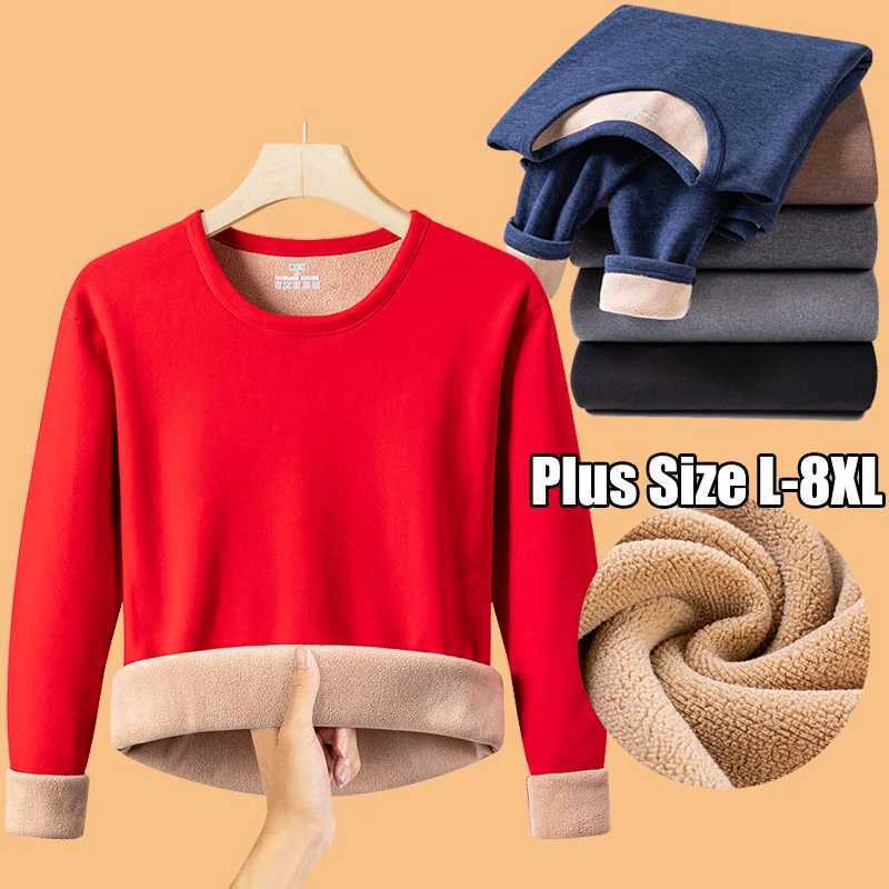Winter Long sleeved Solid Mens Thicken Plush O-neck Keep Warm Tops Fleece Comfortable Soft Thermal Underwear Clothes Plus Size G251215