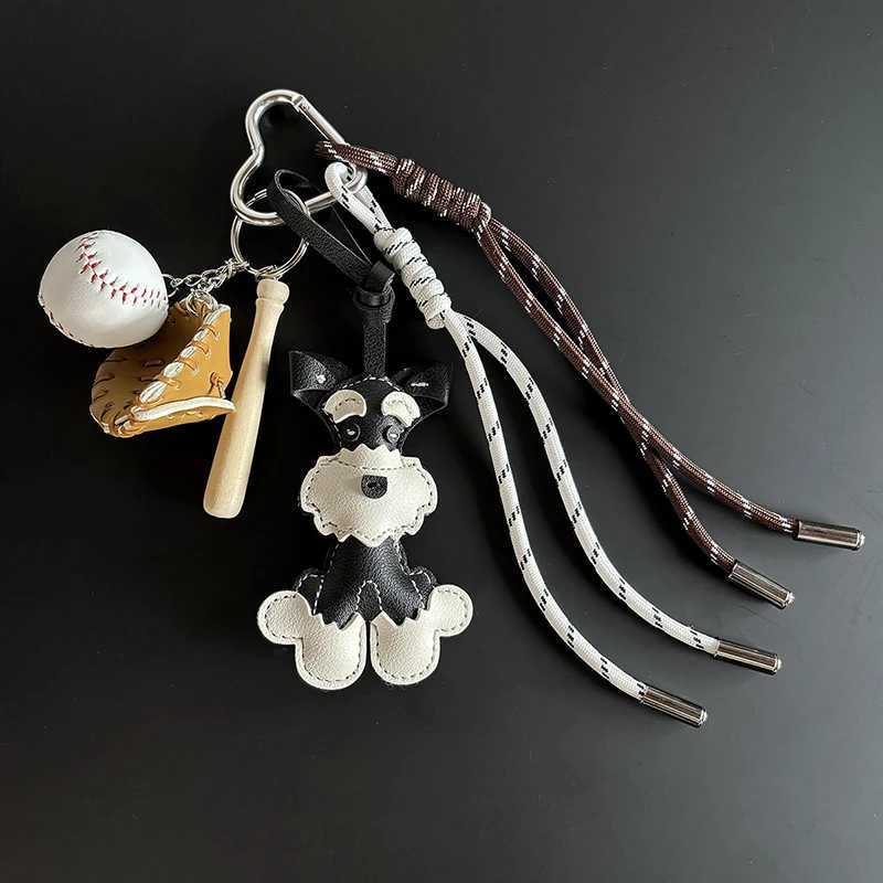 Cute Dog Bag Hanging Schnauzer Handmade Braided Rope Keychain Niche Bag Pendant Gift Car Key Mobile Phone Decorative Accessories M251215