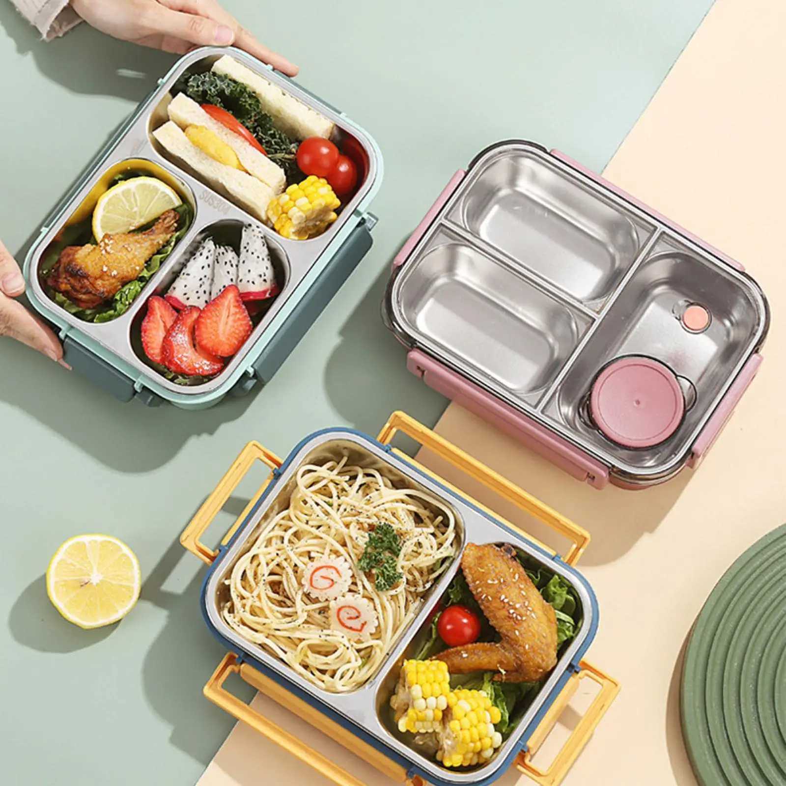 new Stainless Steel Bento Box 3 Cpartments Cute Food Container Leak-Proof Adt Lunch Box for Off Workers and Students H251213