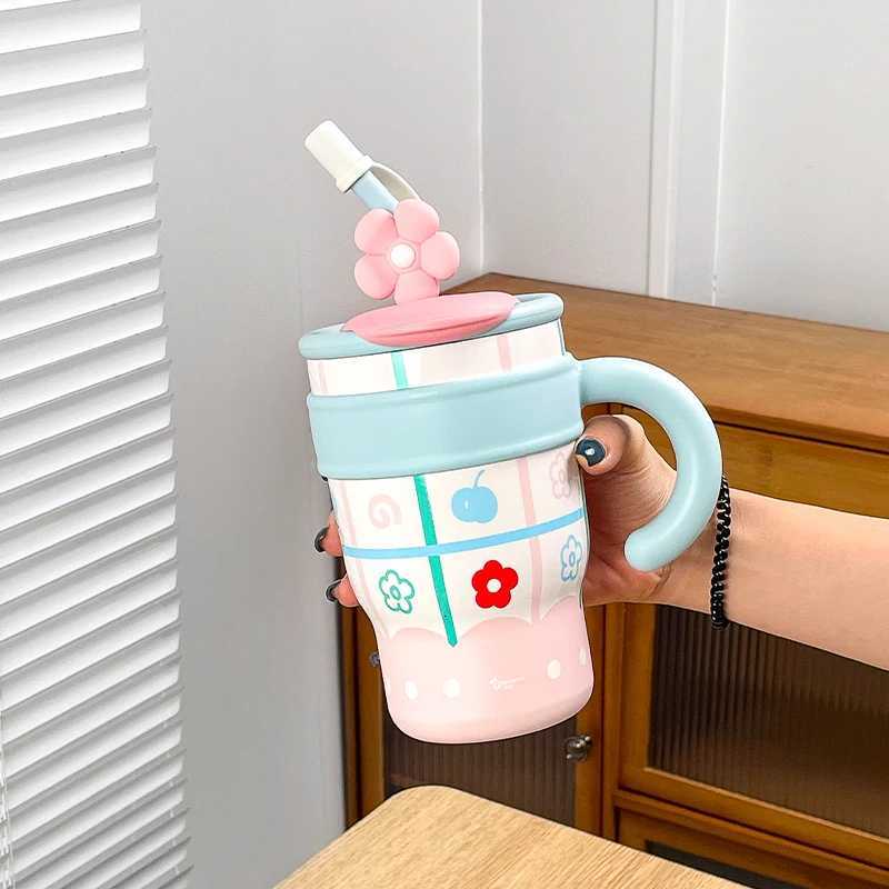 25oz Tumbler with Handle and Straw Lid Leak-proof Travel Coffee Mug Stainless Steel Insulated Cup For Beverages BPA Free H251215