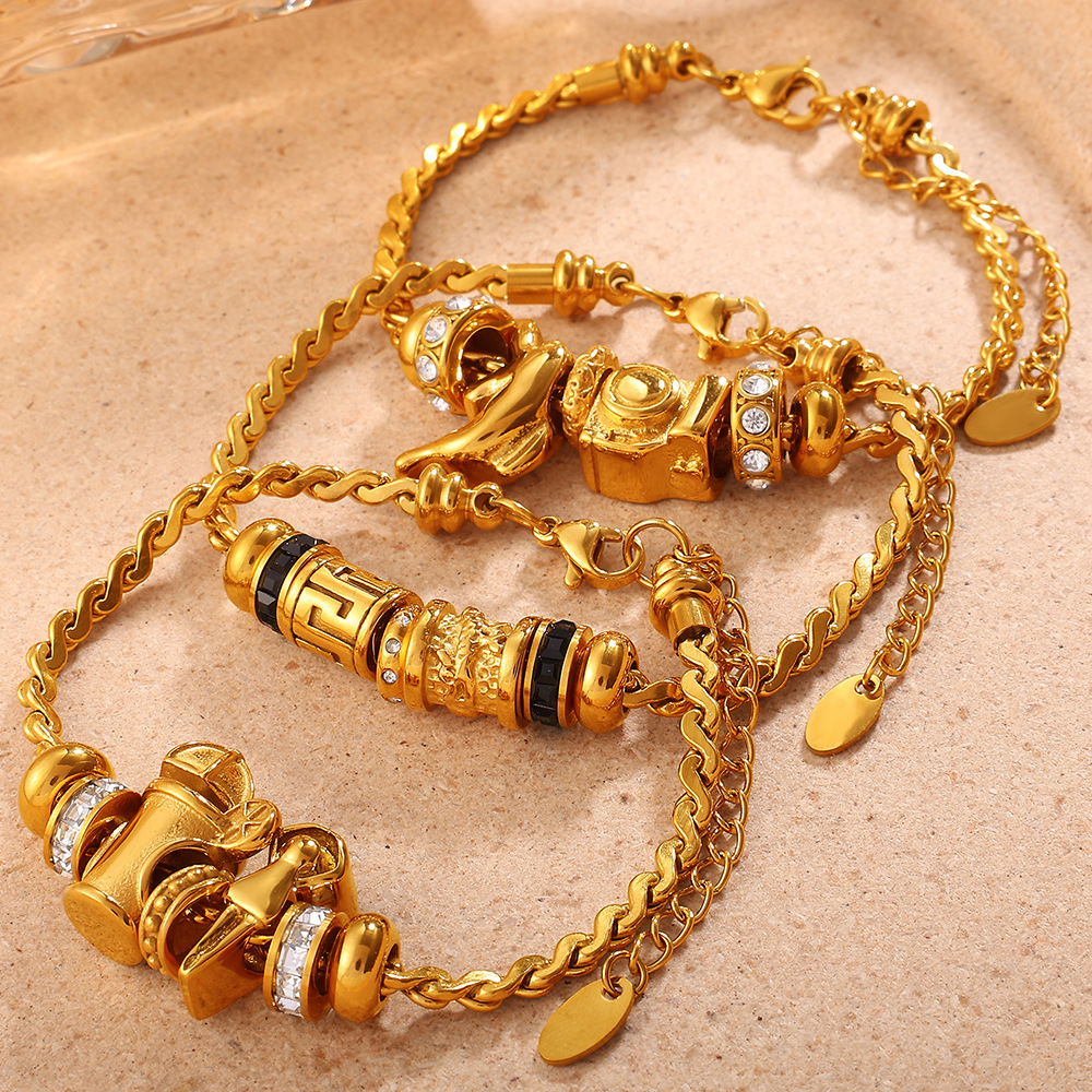 TaiYang 2025 New Women's Fashion Multi Element Beaded Love Pan Family Bracelet Jewelry DIY charm Accessories Daily Dressing Party Holiday Gift