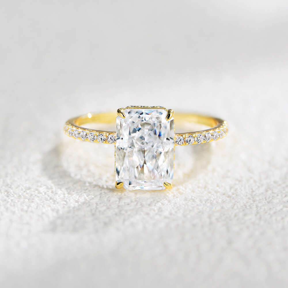 Wholesale Vvs Moissanite Engagement Women 925 Silver 10K 14K 18K Gold Plated Emerald Radiant Oval Cut Diamond Rings