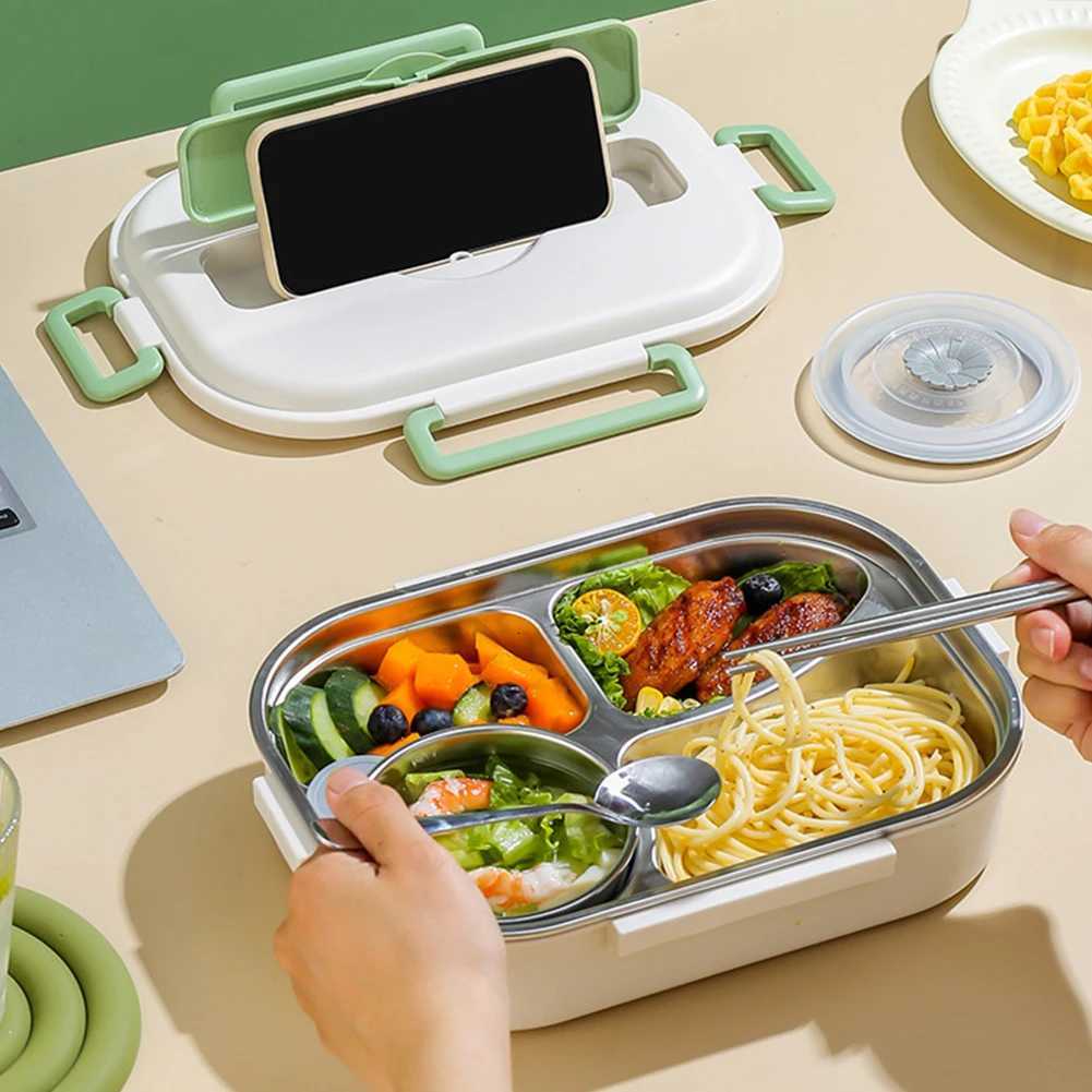 Stainless Steel Heat Preservation Bento Box Microwave Safe 2/4/5 Grids Lunch Container with Cutlery Set Panda for Adts Kids H251213