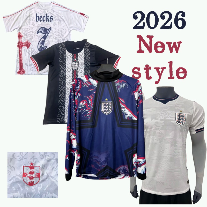 2026 England Soccer Jersey .GASCOIGNE Soccer Jersey BELLINGHAM RASHFORD KANE SAKA RICE FODEN. 2526 National Team football shirt Home Men Kids Kit England