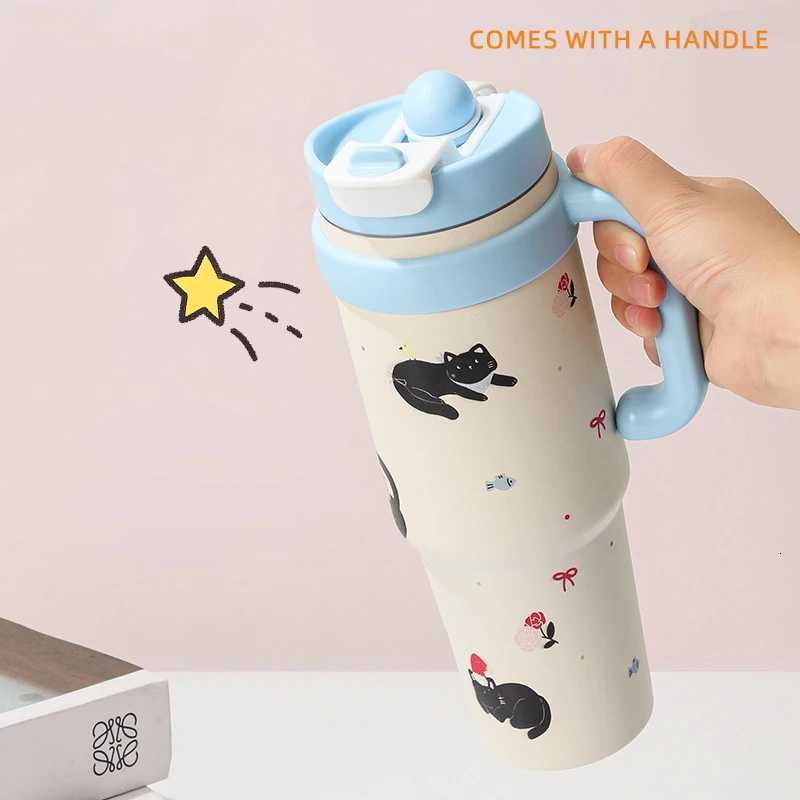 1000ML Bingba Cup Stainless Steel Cold and Hot Car Large Capacity Portable Handle Cup for 24 Hrs Car Insulation Cup Coffee Water H251215