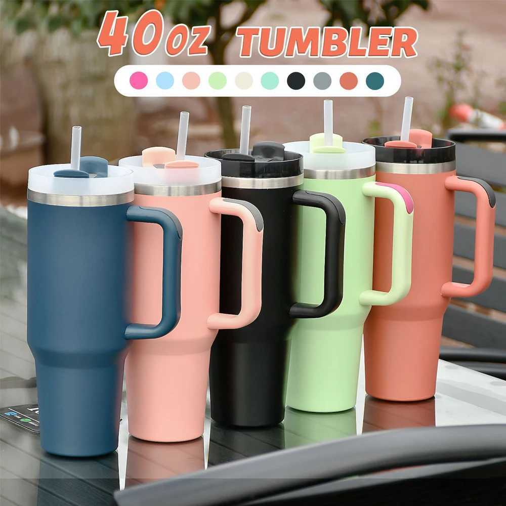 1pcs Watersy 40oz/1200ml Tumbler with Handle and Straw Lid Stainless Steel Keep Cold Vacuum Insulated Portable Car Travel Mug H251215