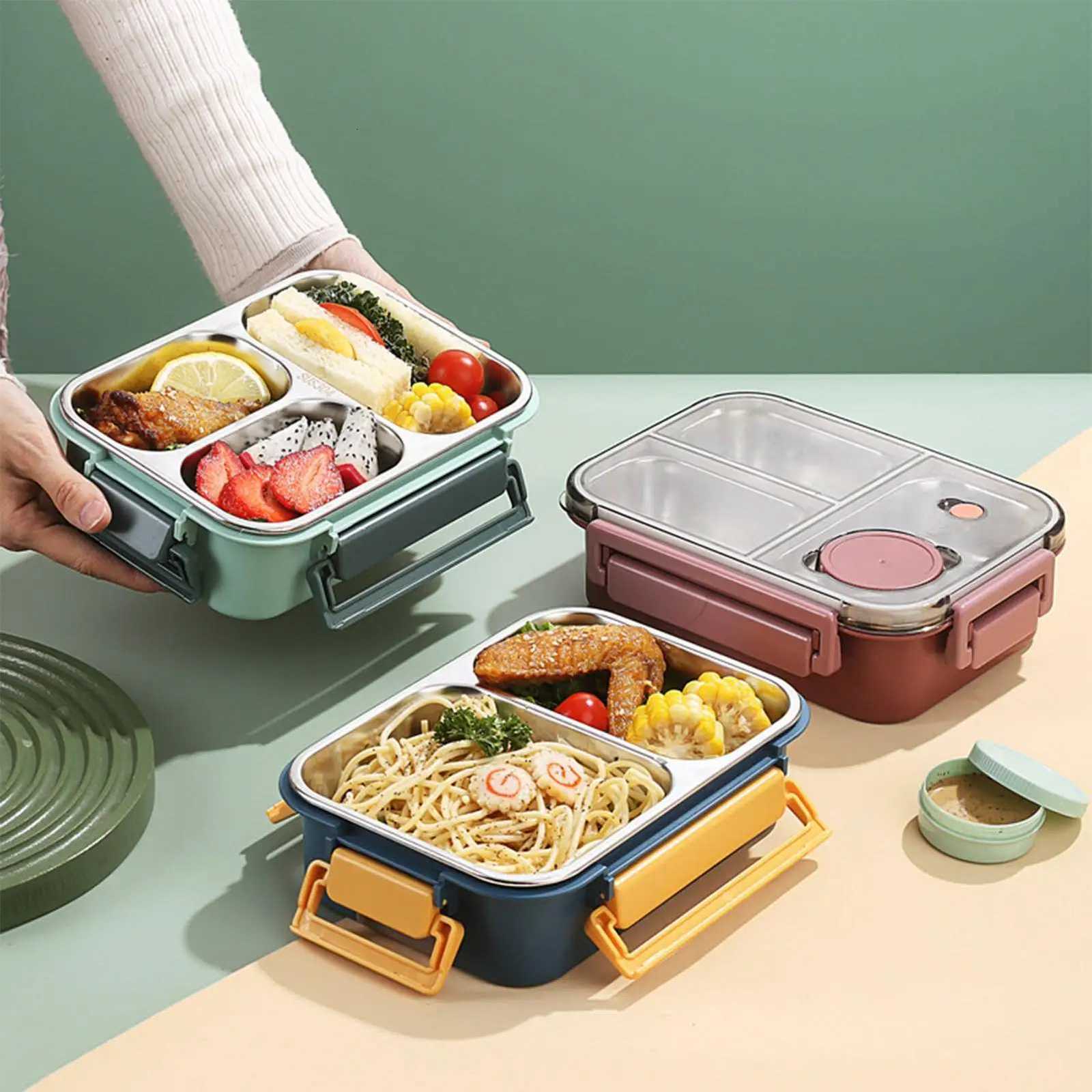 Stainless Steel Lunch Box Salad Box Lunch Container Adt Lunch Box With 3 Cpartment Lunch Containers Large Capacity Lunch Box H251213