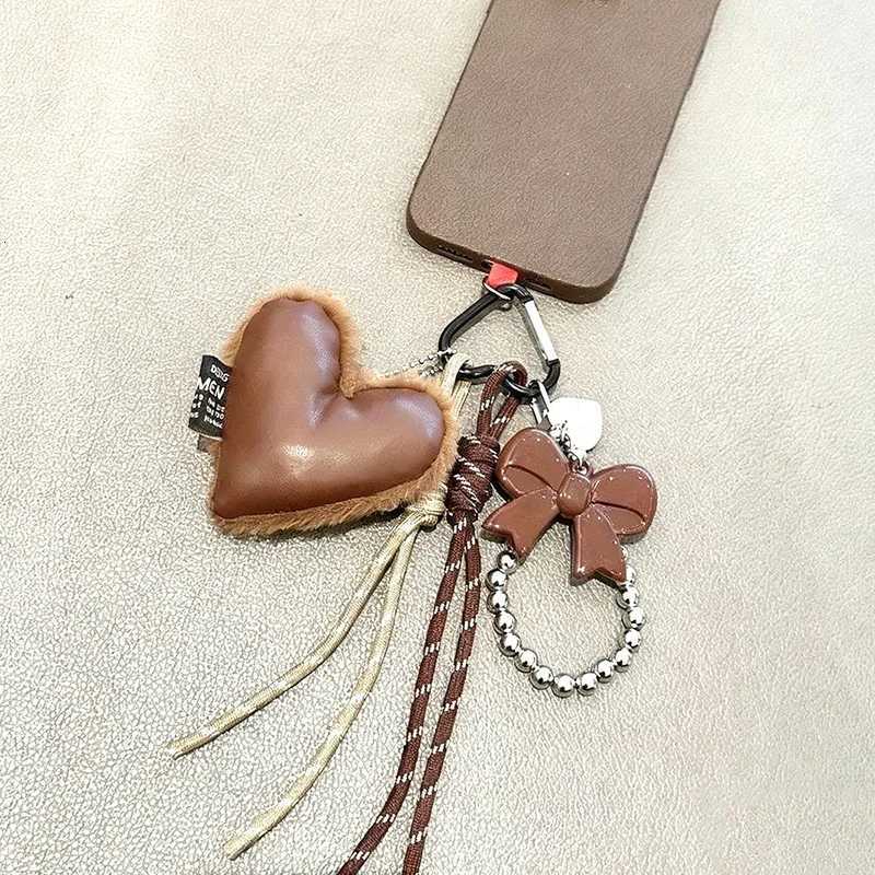 Ins Leather Heart Pearl Bow Keyring Y2K Long Tassel Bowknot Keychain Pendant Bag Charms Hanging Accessories M251215