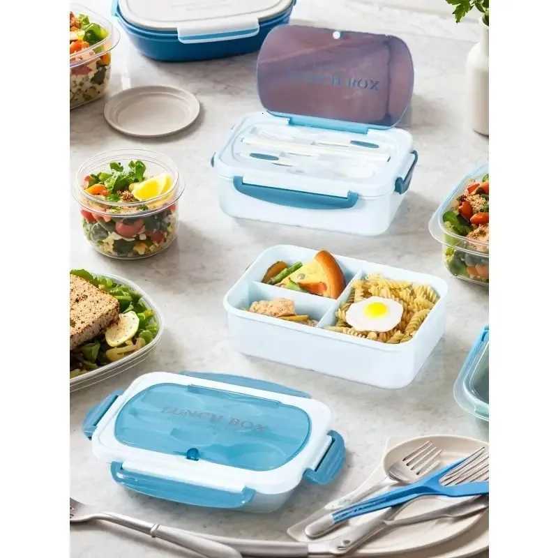 1200ml Bento Style Lunch Container with 3 Separate Leak-Proof Cpartments Includes Utensil BPA- Material for Camping Trips H251213