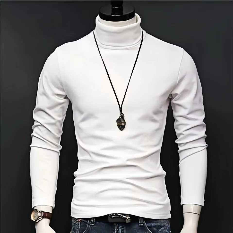 New Mens Thermal Underwear Top Slim Fit Long Sleeve High Neck Shirt Autumn Winter Clothes Thin Tights for Cold Weather G251215
