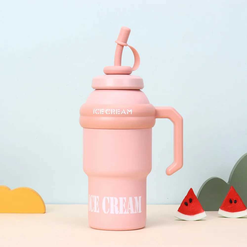Portable 1000ML Thermal Water Bottle 316 Stainless Steel Portable Vacuum Cup With Handle With Straw Tea Cup for Student H251215