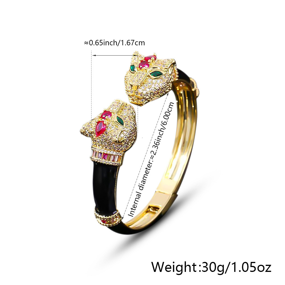 Designer Bracelet Trendy Luxury Jewelry Leopard Open Real Gold Plated Copper Micro Inlaid Zirconia Men's And Women's Fashion High End Access