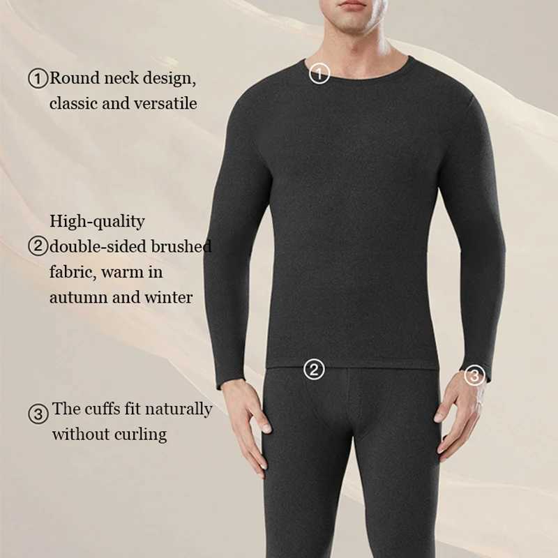 Plus Size Thermal Underwear Set for Men Fleece Lined Heavyweight Base Layer Long Johns Top Bottom for Extreme Cold Weather G251215