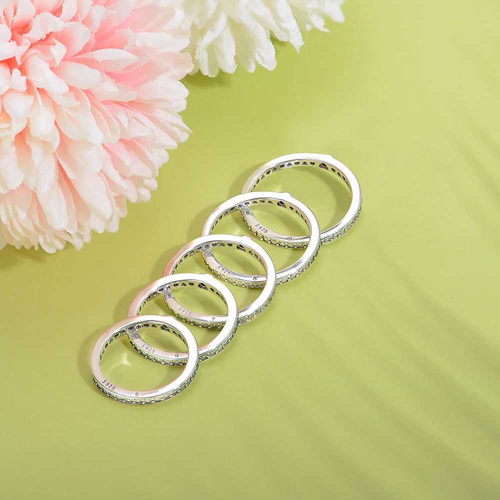 European Sparkling AAA CZ S925 Sterling Silver Red Heart Finger Ring For Women Birthday Party Wedding Gift Jewelry M251215