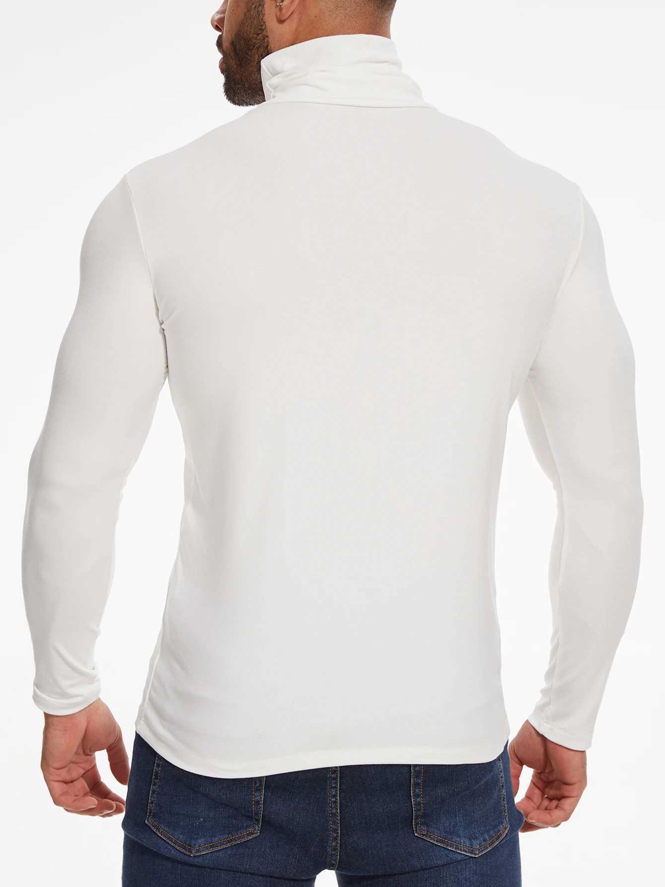 High Neck Fall Winter Thermal Underwear Tops for Mens Warm T-shirt Slim Fit Fashion Long Sleeve Bottoming Shirt Apparel Pullover G251215
