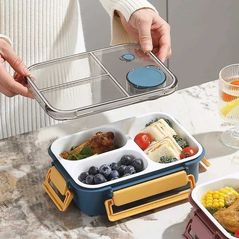850ml Lunch Box Plastic Portable Microwavable Bento Box with Sauce Box Off School Travel Leakproof Food Storage Container H251213