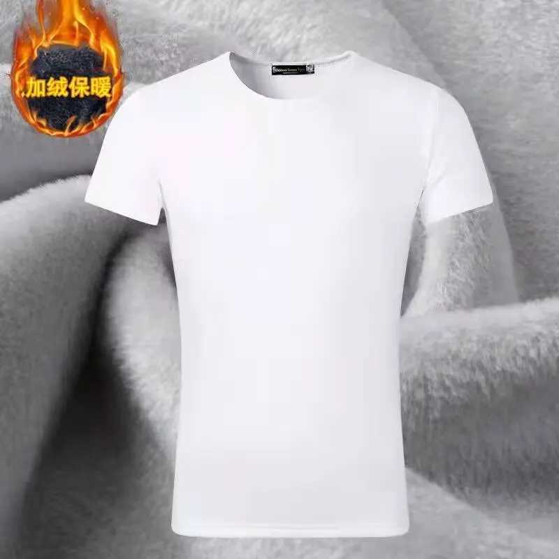 Winter Mens Velvet Short Sleeve T-shirt Base Shirt O-neck V-neck Man Warm Underwear Half Sleeve Top Thermal Short Sleeve Bottom G251215