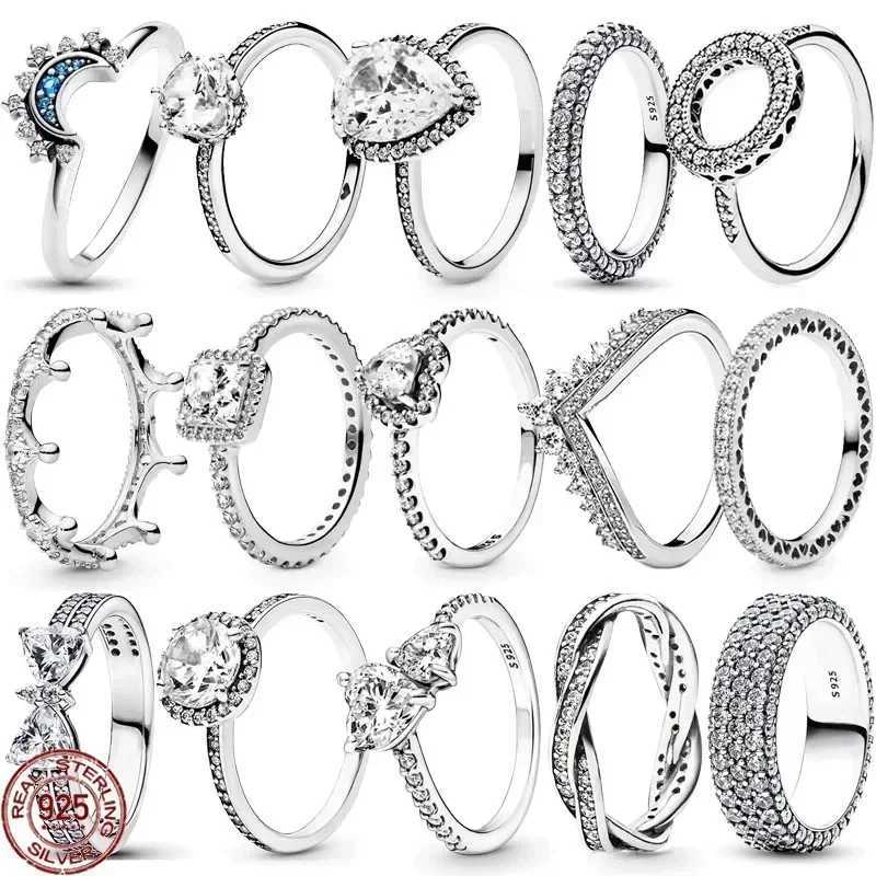 New 925 Sterling Silver Shiny Classic Square Crown Heart-shaped Ring Exquisite Luxury Charm Jewelry Holiday Surprise Gifts M251215