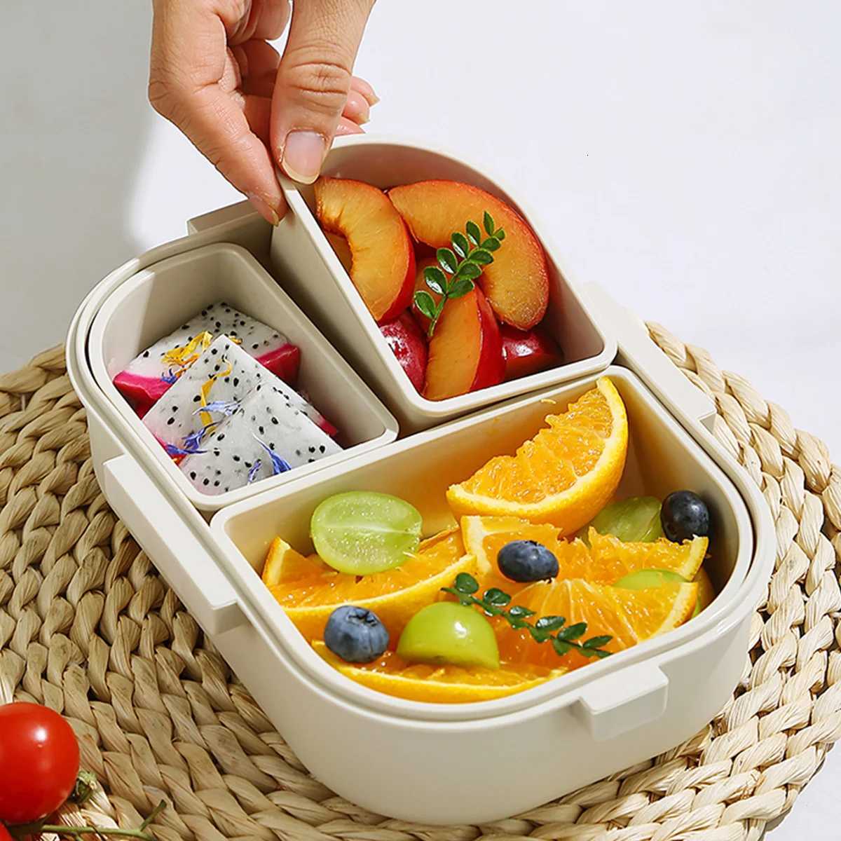 3 Cpartment Cute Portable Plastic Lunch Box For Kids Students Camping Picnic Sed Fruit Salad Food Container Microwave Safe H251213