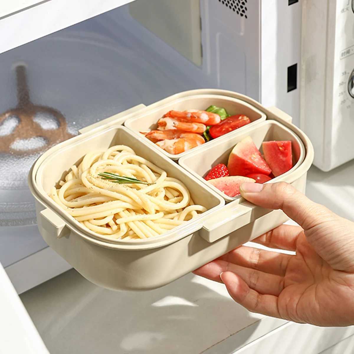 3 Cpartment Cute Portable Plastic Lunch Box For Kids Students Camping Picnic Sed Fruit Salad Food Container Microwave Safe H251213