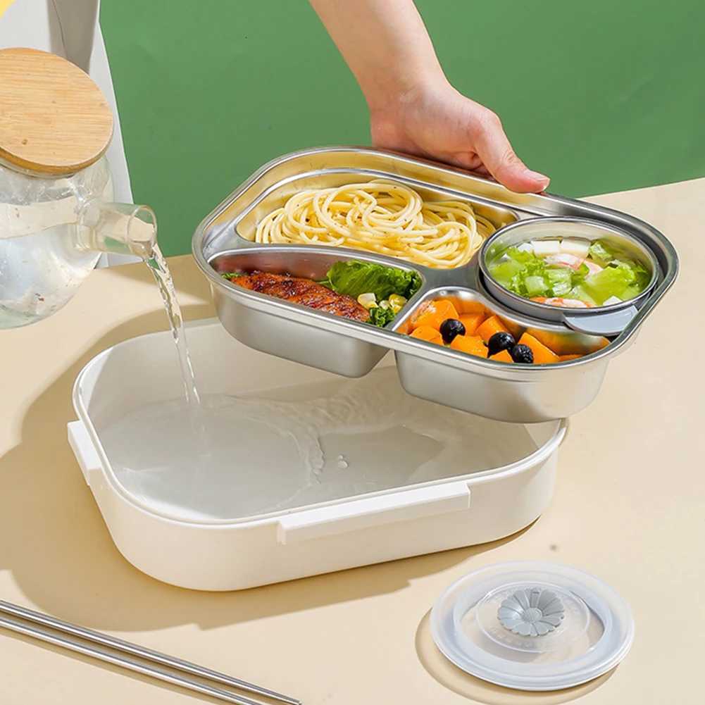 Stainless Steel Heat Preservation Bento Box Microwave Safe 2/4/5 Grids Lunch Container with Cutlery Set Panda for Adts Kids H251213