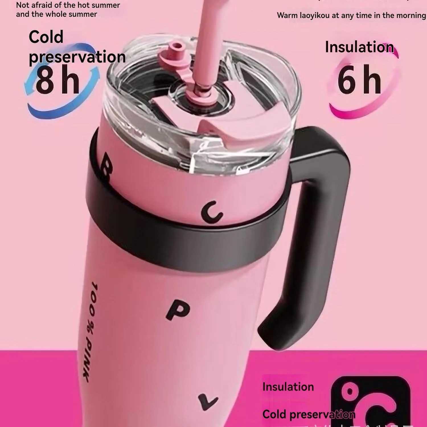 1200ML Stainless Steel Vacuum Insulated Tumbler Large-capacity Water Bottle Thermos Straw Cup Outdoor Travel Drinkware Kettle H251215