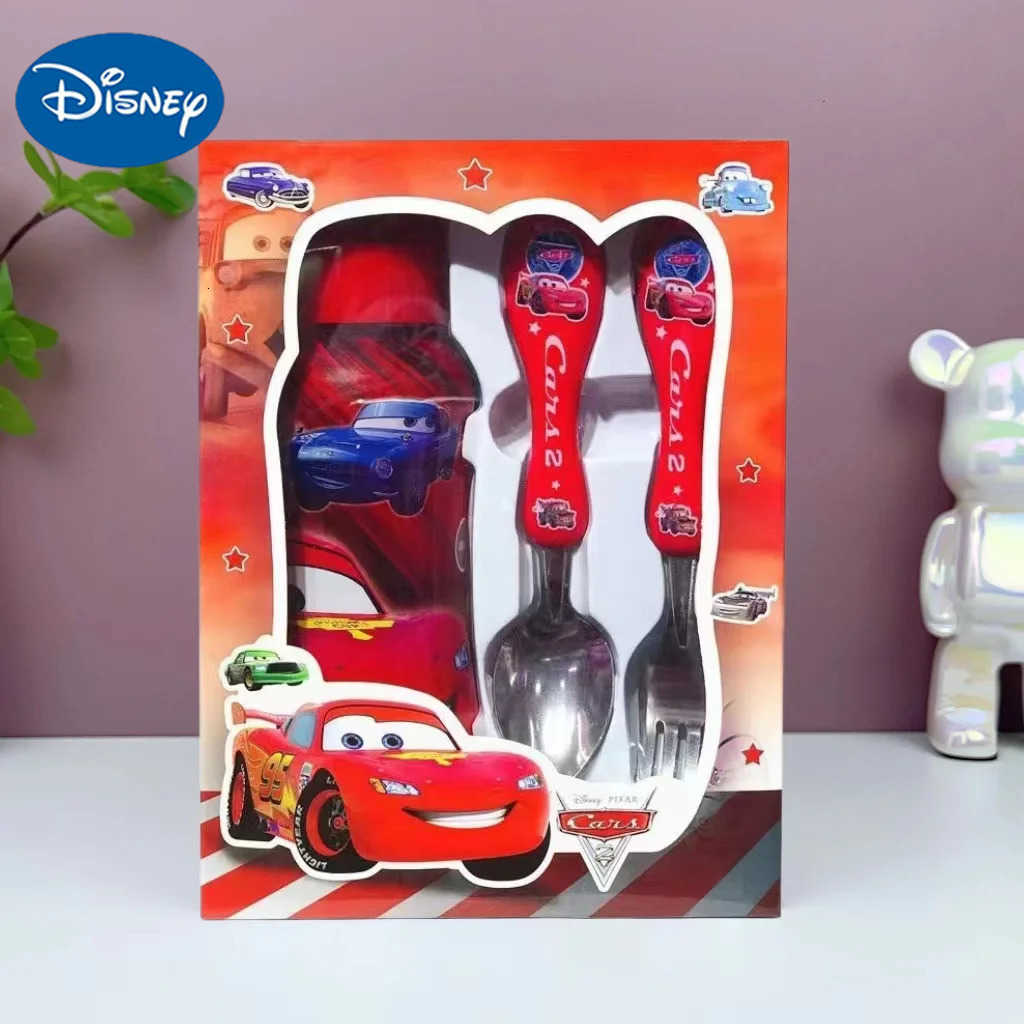 Disney Cars Lightning McQueen Tableware Set Cartoon Spiderman Cars Fork Spoon Water Cup 3-piece Suit Childrens with Gift H251215