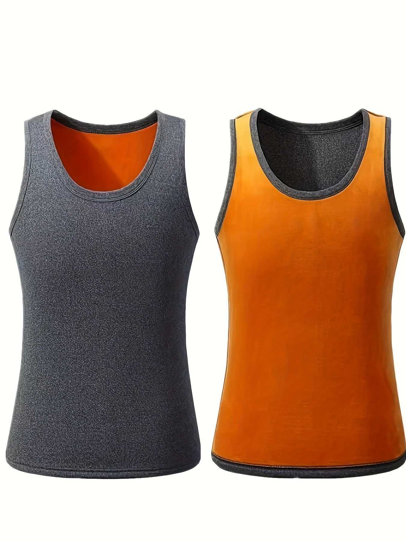 Mens Winter Thermal Vest Thickened Fleece Lined Solid Color Warm Underwear Base Layer Single Piece Cold Resistance Top G251215