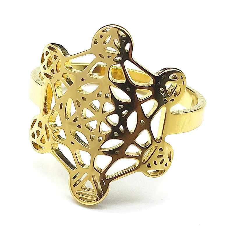 Large Archangel Metatron Cube Geometry Ring For Women Men Stainless Steel Silver Color Flower Of Life Rings Jewelry Gifts M251215