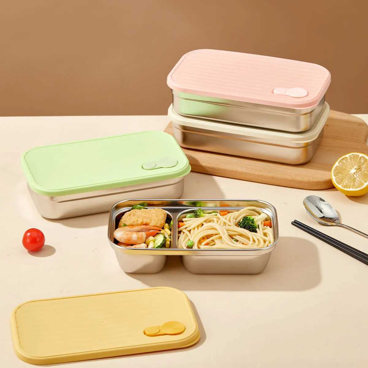 304 Stainless Steel Bento Box With Lid Portable Sed Divided Lunch Box For Kids Student School Fruit Salad Lunch Container H251213