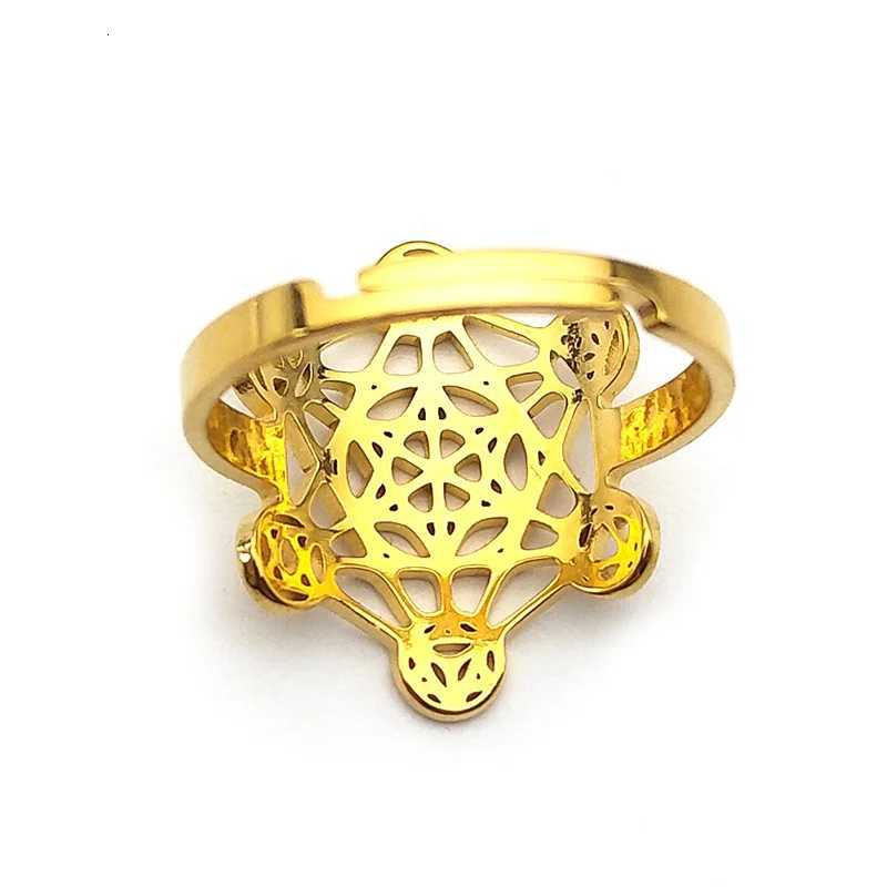 Large Archangel Metatron Cube Geometry Ring For Women Men Stainless Steel Silver Color Flower Of Life Rings Jewelry Gifts M251215
