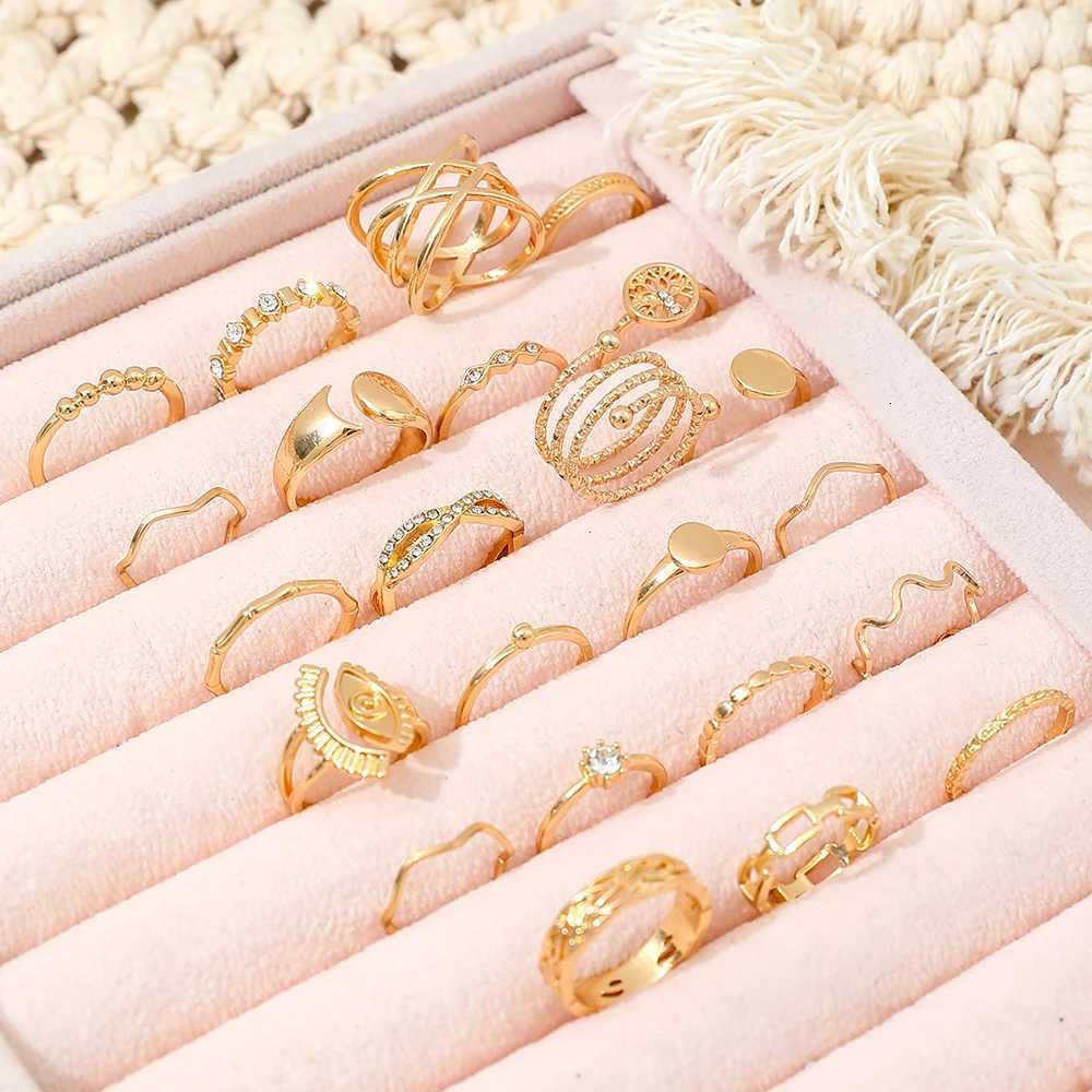 23Pcs/Set Creative Personalized Demon Eye Fashion Ring Simple Inlaid Diamond Bohemian Geometric Multi-layer Ring M251215