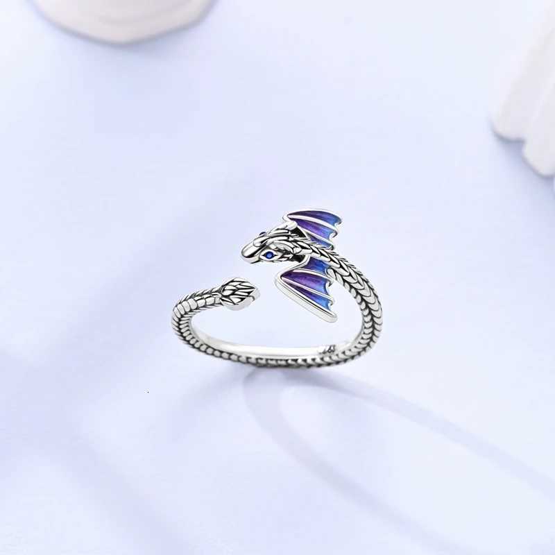 Adjustable Ring 925 Sterling Silver Original Fire Dragon Blossom Flower C r Open Rings For Women Wedding Jewelry Gift M251215